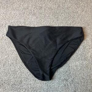 J Crew Bikini Bottoms womens xl Black Ribbed High Waist Swimsuit resort basic